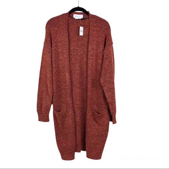 Anthropologie Sweaters - NWT Anthropologie Jolie Orange Open Long Cardigan Sweater 
Size S